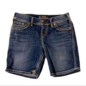 Silver Suki Women’s Denim Midi Jean Shorts